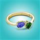 2 - Lysha 1.30 ctw Tanzanite Pear Shape (7x5 mm) & Lab Created Emerald Cushion Shape (5.00 mm) Toi Et Moi Engagement Ring 