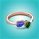 2 - Lysha 1.30 ctw Tanzanite Pear Shape (7x5 mm) & Lab Created Emerald Cushion Shape (5.00 mm) Toi Et Moi Engagement Ring 