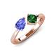 3 - Lysha 1.30 ctw Tanzanite Pear Shape (7x5 mm) & Lab Created Emerald Cushion Shape (5.00 mm) Toi Et Moi Engagement Ring 