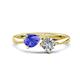 1 - Lysha 1.25 ctw Tanzanite Pear Shape (7x5 mm) & Natural Diamond Cushion Shape (5.00 mm) Toi Et Moi Engagement Ring 