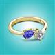 2 - Lysha 1.25 ctw Tanzanite Pear Shape (7x5 mm) & Natural Diamond Cushion Shape (5.00 mm) Toi Et Moi Engagement Ring 