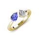 3 - Lysha 1.25 ctw Tanzanite Pear Shape (7x5 mm) & Natural Diamond Cushion Shape (5.00 mm) Toi Et Moi Engagement Ring 