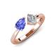 3 - Lysha 1.25 ctw Tanzanite Pear Shape (7x5 mm) & Natural Diamond Cushion Shape (5.00 mm) Toi Et Moi Engagement Ring 