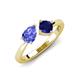 3 - Lysha 1.56 ctw Tanzanite Pear Shape (7x5 mm) & Lab Created Blue Sapphire Cushion Shape (5.00 mm) Toi Et Moi Engagement Ring 