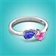2 - Lysha 1.56 ctw Tanzanite Pear Shape (7x5 mm) & Lab Created Pink Sapphire Cushion Shape (5.00 mm) Toi Et Moi Engagement Ring 