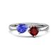 1 - Lysha 1.50 ctw Tanzanite Pear Shape (7x5 mm) & Red Garnet Cushion Shape (5.00 mm) Toi Et Moi Engagement Ring 