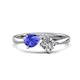 1 - Lysha 1.25 ctw Tanzanite Pear Shape (7x5 mm) & Natural Diamond Cushion Shape (5.00 mm) Toi Et Moi Engagement Ring 