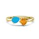 1 - Lysha 0.85 ctw Turquoise Pear Shape (7x5 mm) & Citrine Cushion Shape (5.00 mm) Toi Et Moi Engagement Ring 