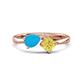1 - Lysha 1.16 ctw Turquoise Pear Shape (7x5 mm) & Lab Created Yellow Sapphire Cushion Shape (5.00 mm) Toi Et Moi Engagement Ring 
