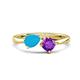 1 - Lysha 0.85 ctw Turquoise Pear Shape (7x5 mm) & Amethyst Cushion Shape (5.00 mm) Toi Et Moi Engagement Ring 