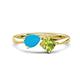 1 - Lysha 1.00 ctw Turquoise Pear Shape (7x5 mm) & Peridot Cushion Shape (5.00 mm) Toi Et Moi Engagement Ring 