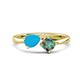 1 - Lysha 1.16 ctw Turquoise Pear Shape (7x5 mm) & Lab Created Alexandrite Cushion Shape (5.00 mm) Toi Et Moi Engagement Ring 