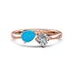 1 - Lysha 0.92 ctw Turquoise Pear Shape (7x5 mm) & Moissanite Cushion Shape (5.00 mm) Toi Et Moi Engagement Ring 
