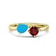 1 - Lysha 1.10 ctw Turquoise Pear Shape (7x5 mm) & Red Garnet Cushion Shape (5.00 mm) Toi Et Moi Engagement Ring 