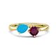 1 - Lysha 0.97 ctw Turquoise Pear Shape (7x5 mm) & Rhodolite Garnet Cushion Shape (5.00 mm) Toi Et Moi Engagement Ring 