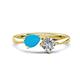 1 - Lysha 0.85 ctw Turquoise Pear Shape (7x5 mm) & Lab Grown Diamond Cushion Shape (5.00 mm) Toi Et Moi Engagement Ring 