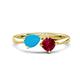 1 - Lysha 1.16 ctw Turquoise Pear Shape (7x5 mm) & Lab Created Ruby Cushion Shape (5.00 mm) Toi Et Moi Engagement Ring 