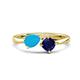 1 - Lysha 1.16 ctw Turquoise Pear Shape (7x5 mm) & Lab Created Blue Sapphire Cushion Shape (5.00 mm) Toi Et Moi Engagement Ring 