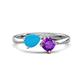1 - Lysha 0.85 ctw Turquoise Pear Shape (7x5 mm) & Amethyst Cushion Shape (5.00 mm) Toi Et Moi Engagement Ring 