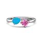 1 - Lysha 1.16 ctw Turquoise Pear Shape (7x5 mm) & Lab Created Pink Sapphire Cushion Shape (5.00 mm) Toi Et Moi Engagement Ring 