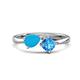 1 - Lysha 1.10 ctw Turquoise Pear Shape (7x5 mm) & Blue Topaz Cushion Shape (5.00 mm) Toi Et Moi Engagement Ring 