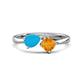 1 - Lysha 0.85 ctw Turquoise Pear Shape (7x5 mm) & Citrine Cushion Shape (5.00 mm) Toi Et Moi Engagement Ring 