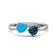 1 - Lysha 1.10 ctw Turquoise Pear Shape (7x5 mm) & London Blue Topaz Cushion Shape (5.00 mm) Toi Et Moi Engagement Ring 