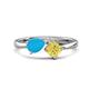 1 - Lysha 1.16 ctw Turquoise Pear Shape (7x5 mm) & Lab Created Yellow Sapphire Cushion Shape (5.00 mm) Toi Et Moi Engagement Ring 