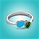 2 - Lysha 0.90 ctw Turquoise Pear Shape (7x5 mm) & Lab Created Emerald Cushion Shape (5.00 mm) Toi Et Moi Engagement Ring 