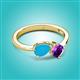 2 - Lysha 0.85 ctw Turquoise Pear Shape (7x5 mm) & Amethyst Cushion Shape (5.00 mm) Toi Et Moi Engagement Ring 