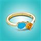 2 - Lysha 0.85 ctw Turquoise Pear Shape (7x5 mm) & Citrine Cushion Shape (5.00 mm) Toi Et Moi Engagement Ring 