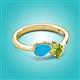 2 - Lysha 1.00 ctw Turquoise Pear Shape (7x5 mm) & Peridot Cushion Shape (5.00 mm) Toi Et Moi Engagement Ring 