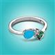 2 - Lysha 1.16 ctw Turquoise Pear Shape (7x5 mm) & Lab Created Alexandrite Cushion Shape (5.00 mm) Toi Et Moi Engagement Ring 
