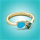 2 - Lysha 1.16 ctw Turquoise Pear Shape (7x5 mm) & Lab Created Alexandrite Cushion Shape (5.00 mm) Toi Et Moi Engagement Ring 