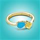 2 - Lysha 1.16 ctw Turquoise Pear Shape (7x5 mm) & Lab Created Yellow Sapphire Cushion Shape (5.00 mm) Toi Et Moi Engagement Ring 