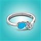 2 - Lysha 0.85 ctw Turquoise Pear Shape (7x5 mm) & Lab Grown Diamond Cushion Shape (5.00 mm) Toi Et Moi Engagement Ring 