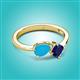 2 - Lysha 1.16 ctw Turquoise Pear Shape (7x5 mm) & Lab Created Blue Sapphire Cushion Shape (5.00 mm) Toi Et Moi Engagement Ring 