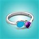 2 - Lysha 0.85 ctw Turquoise Pear Shape (7x5 mm) & Amethyst Cushion Shape (5.00 mm) Toi Et Moi Engagement Ring 