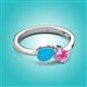 2 - Lysha 1.16 ctw Turquoise Pear Shape (7x5 mm) & Lab Created Pink Sapphire Cushion Shape (5.00 mm) Toi Et Moi Engagement Ring 