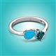 2 - Lysha 1.10 ctw Turquoise Pear Shape (7x5 mm) & London Blue Topaz Cushion Shape (5.00 mm) Toi Et Moi Engagement Ring 
