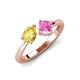 3 - Lysha 1.71 ctw Yellow Sapphire Pear Shape (7x5 mm) & Lab Created Pink Sapphire Cushion Shape (5.00 mm) Toi Et Moi Engagement Ring 