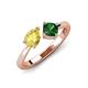 3 - Lysha 1.45 ctw Yellow Sapphire Pear Shape (7x5 mm) & Lab Created Emerald Cushion Shape (5.00 mm) Toi Et Moi Engagement Ring 