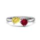 1 - Lysha 1.71 ctw Yellow Sapphire Pear Shape (7x5 mm) & Lab Created Ruby Cushion Shape (5.00 mm) Toi Et Moi Engagement Ring 