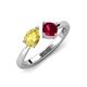 3 - Lysha 1.71 ctw Yellow Sapphire Pear Shape (7x5 mm) & Lab Created Ruby Cushion Shape (5.00 mm) Toi Et Moi Engagement Ring 