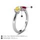 4 - Lysha 1.71 ctw Yellow Sapphire Pear Shape (7x5 mm) & Lab Created Ruby Cushion Shape (5.00 mm) Toi Et Moi Engagement Ring 