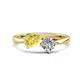1 - Lysha 1.40 ctw Yellow Sapphire Pear Shape (7x5 mm) & Natural Diamond Cushion Shape (5.00 mm) Toi Et Moi Engagement Ring 