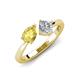 3 - Lysha 1.40 ctw Yellow Sapphire Pear Shape (7x5 mm) & Natural Diamond Cushion Shape (5.00 mm) Toi Et Moi Engagement Ring 