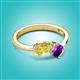 2 - Lysha 1.40 ctw Yellow Sapphire Pear Shape (7x5 mm) & Amethyst Cushion Shape (5.00 mm) Toi Et Moi Engagement Ring 