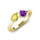 3 - Lysha 1.40 ctw Yellow Sapphire Pear Shape (7x5 mm) & Amethyst Cushion Shape (5.00 mm) Toi Et Moi Engagement Ring 