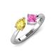 3 - Lysha 1.71 ctw Yellow Sapphire Pear Shape (7x5 mm) & Lab Created Pink Sapphire Cushion Shape (5.00 mm) Toi Et Moi Engagement Ring 